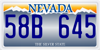 NV license plate 58B645