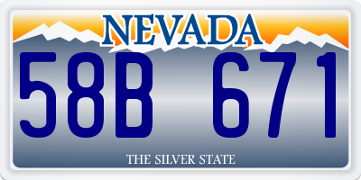 NV license plate 58B671