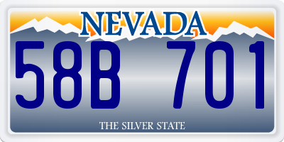 NV license plate 58B701