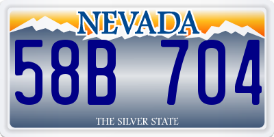 NV license plate 58B704