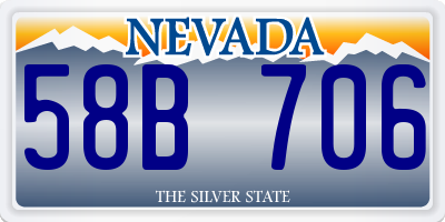 NV license plate 58B706