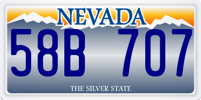NV license plate 58B707