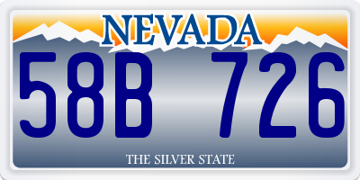 NV license plate 58B726