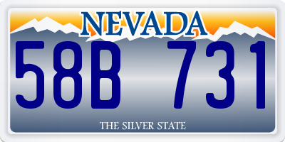 NV license plate 58B731