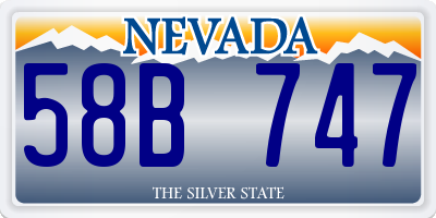 NV license plate 58B747