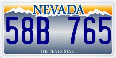 NV license plate 58B765