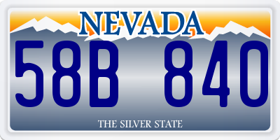 NV license plate 58B840