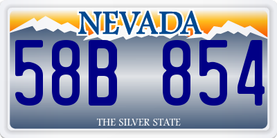 NV license plate 58B854