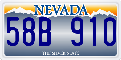 NV license plate 58B910