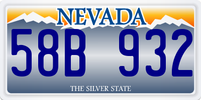 NV license plate 58B932