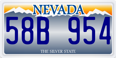 NV license plate 58B954