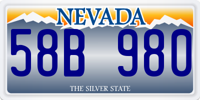 NV license plate 58B980