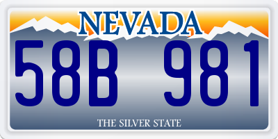 NV license plate 58B981