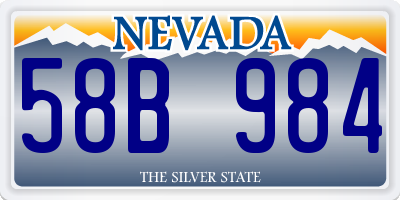 NV license plate 58B984