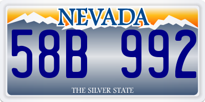 NV license plate 58B992