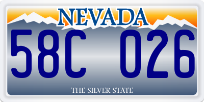 NV license plate 58C026