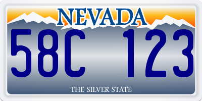 NV license plate 58C123