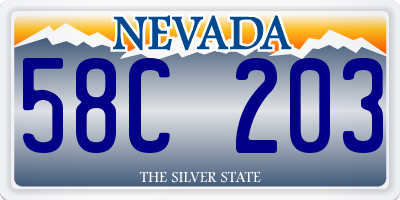 NV license plate 58C203