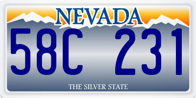 NV license plate 58C231