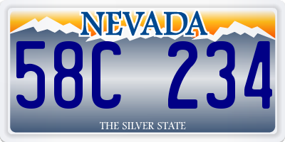 NV license plate 58C234
