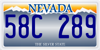 NV license plate 58C289