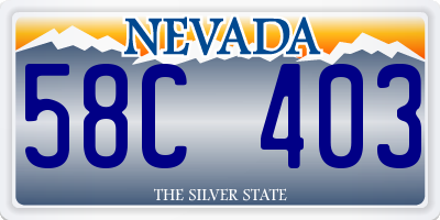 NV license plate 58C403
