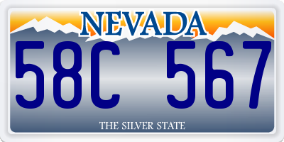 NV license plate 58C567