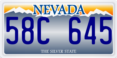 NV license plate 58C645