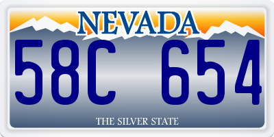 NV license plate 58C654