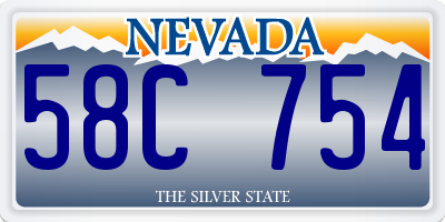 NV license plate 58C754