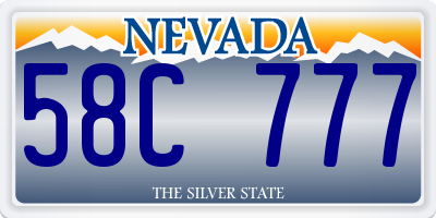 NV license plate 58C777