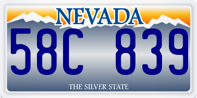 NV license plate 58C839