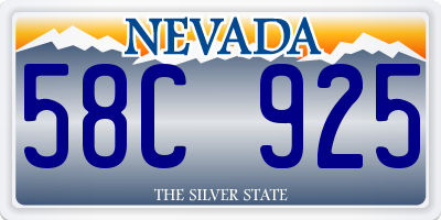 NV license plate 58C925