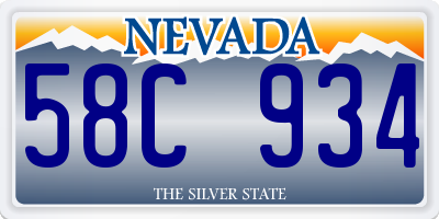 NV license plate 58C934