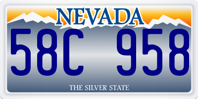 NV license plate 58C958