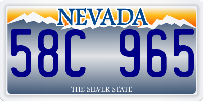 NV license plate 58C965