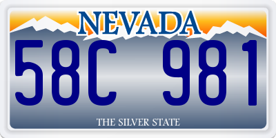 NV license plate 58C981