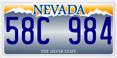 NV license plate 58C984