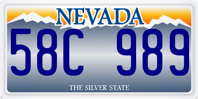 NV license plate 58C989
