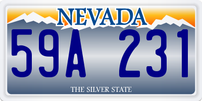 NV license plate 59A231