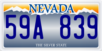 NV license plate 59A839
