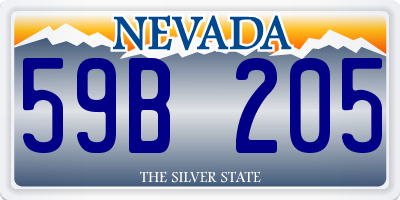 NV license plate 59B205