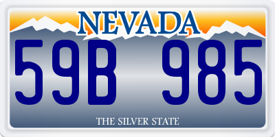 NV license plate 59B985