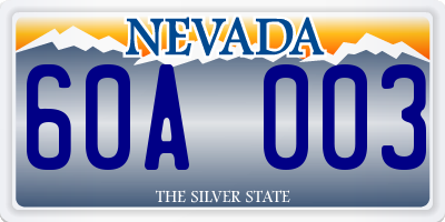 NV license plate 60A003