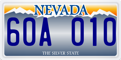 NV license plate 60A010