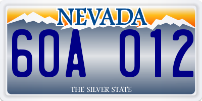 NV license plate 60A012