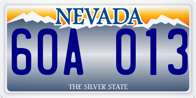 NV license plate 60A013