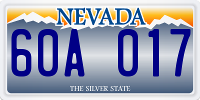 NV license plate 60A017