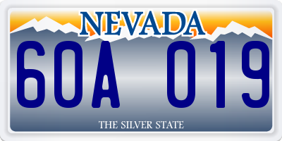 NV license plate 60A019
