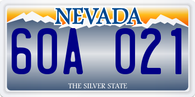 NV license plate 60A021